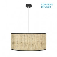 Distribuidor - Lâmpadas Diversas | Colgantes Rustica | COLGANTE NATASHA 3XE27 NEGRO/CAÑIZO REGX60X60 CM Ref: 189996009